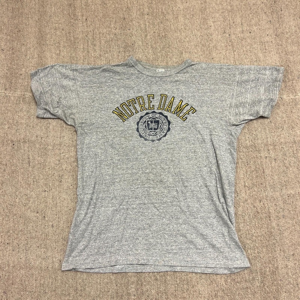 Vintage Notre Dame Shirt Mens Large Gray 1980s Champion